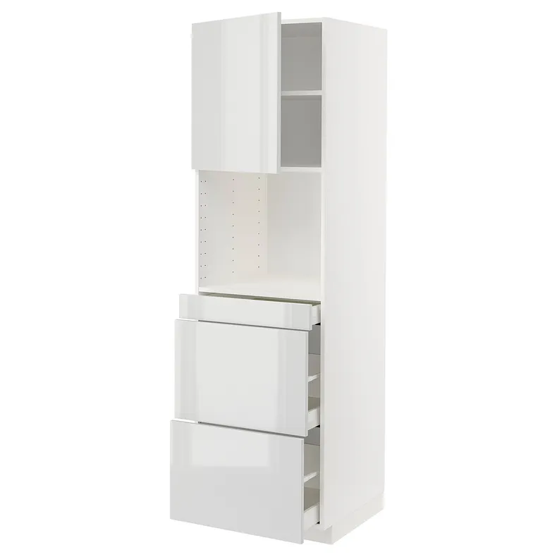 IKEA METOD МЕТОД / MAXIMERA МАКСИМЕРА, высокий шкаф д / СВЧ / дверца / 3ящика, белый / светло-серый, 60x60x200 см 694.628.66 фото №1