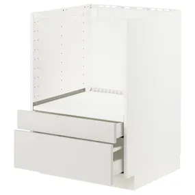 IKEA METOD МЕТОД / MAXIMERA МАКСІМЕРА, шафа для комб мікрохв печі / шухляди, білий / Ringhult світло-сірий, 60x60 см 991.424.30 фото