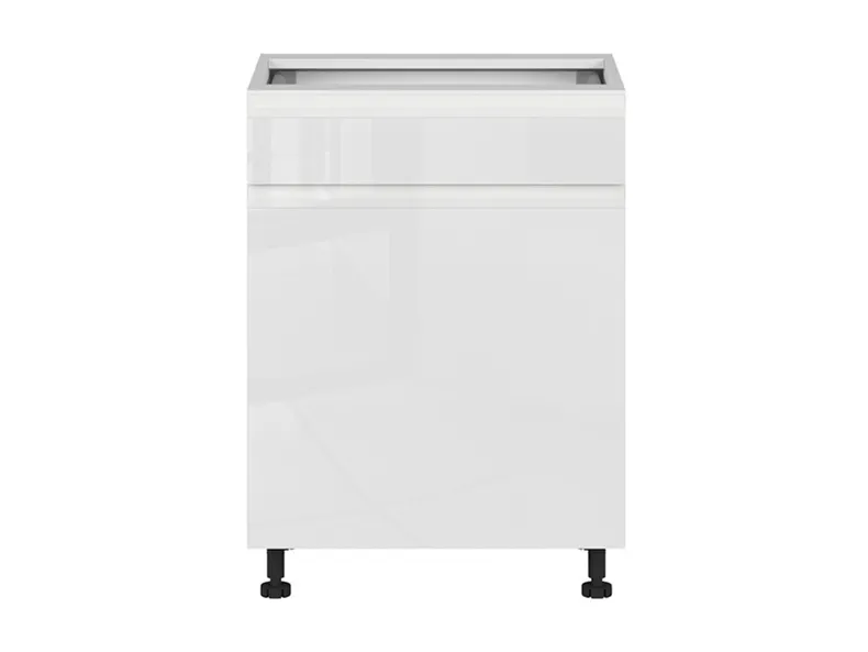 BRW Правосторонний кухонный шкаф Sole 60 см с выдвижным ящиком тихий белый глянец, альпийский белый/глянцевый белый FH_D1S_60/82_P/STB-BAL/BIP фото №1
