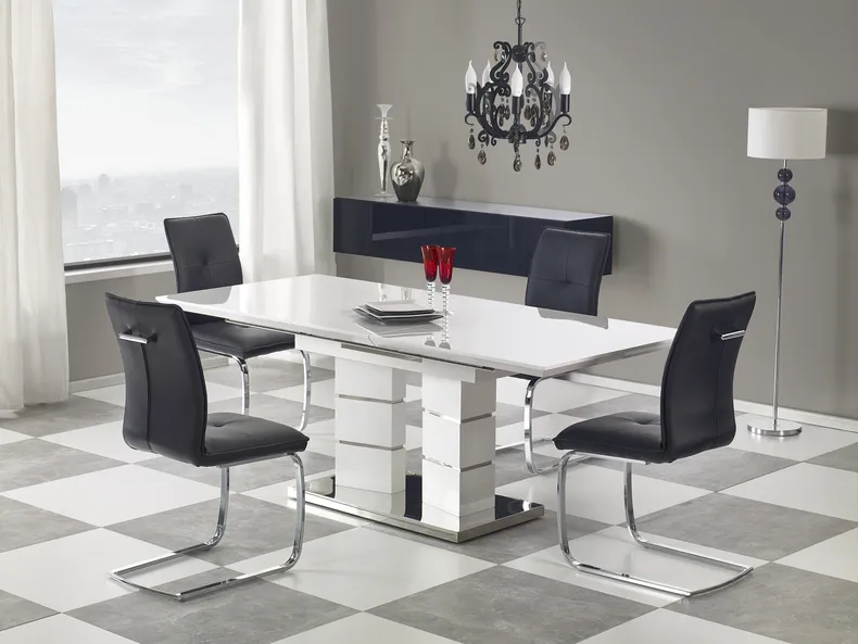 Обідній стіл розкладний HALMAR LORD 160-200x90 см, білий фото №1
