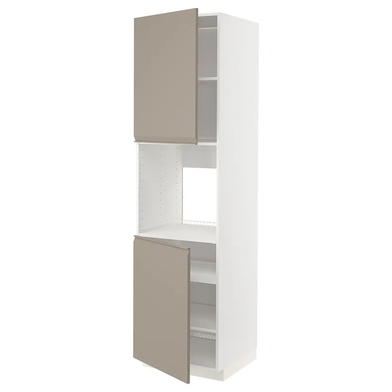IKEA METOD МЕТОД, висока шафа для дух, 2 дверцят / пол, білий / Upplöv матовий темно-бежевий, 60x60x220 см 494.921.95 фото №1