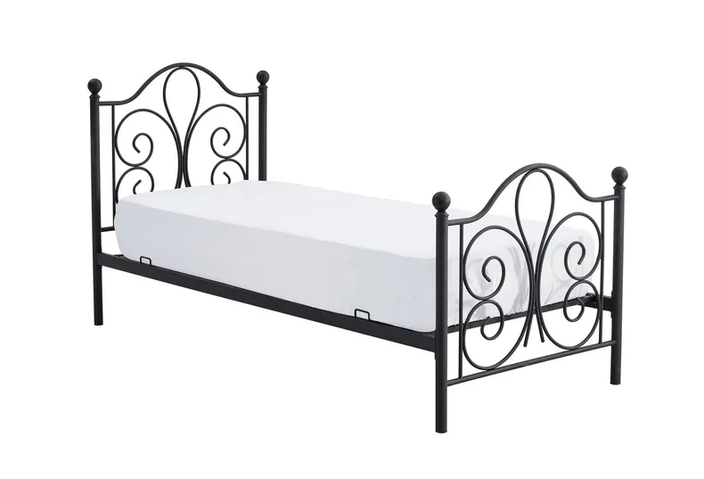 Металеве ліжко односпальне HALMAR PANAMA 90x200 см чорний фото №2