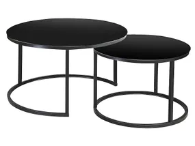 Комплект журнальных столиков (2 шт круглые) SIGNAL ATLANTA D, 80х45 см / 60х42 см, черный / черный мат фото
