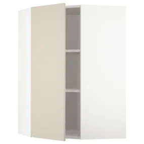 IKEA METOD МЕТОД, угловой навесной шкаф с полками, белый / гавсторпский бежевый, 68x100 см 794.264.96 фото