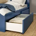 IKEA MALM МАЛЬМ, каркас кровати с 4 ящиками, синий/Лёнсет, 140x200 см 695.599.86 фото thumb №9