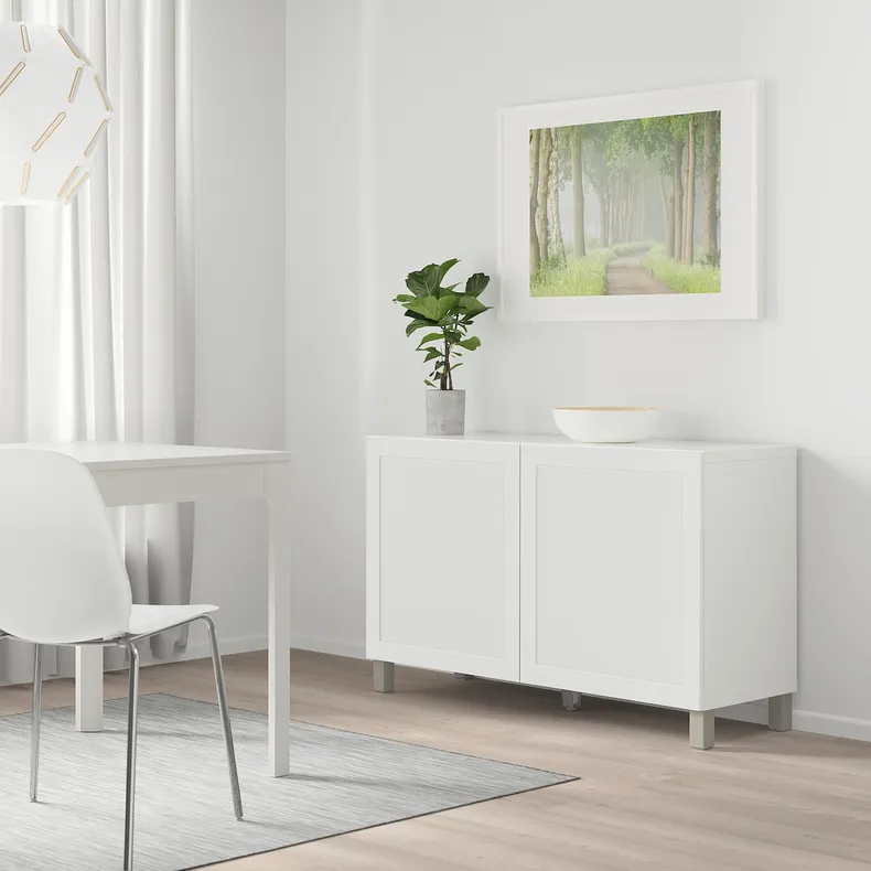 IKEA BESTÅ БЕСТО, комбинация для хранения с дверцами, белый / Ханвикен / Стаббарп бежевый, 120x40x74 см 194.243.96 фото №2