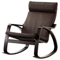 IKEA POÄNG ПОЭНГ, кресло-качалка, черный / коричневый / грязно-темно-коричневый 094.293.23 фото thumb №1