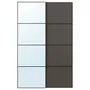 IKEA AULI АУЛІ / MEHAMN МЕХАМН, розсувні дверцята, 2 шт., чорне дзеркало / 2шт темно-сірий, 150x236 см 695.605.79 фото