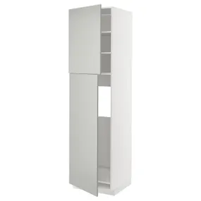 IKEA METOD МЕТОД, висока шафа для холодильника, 2 дв, білий / Хавсторп світло-сірий, 60x60x220 см 195.383.74 фото