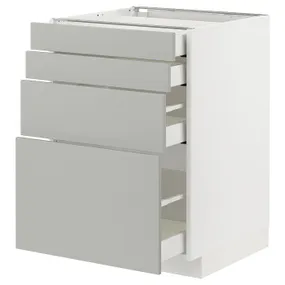 IKEA METOD МЕТОД / MAXIMERA МАКСІМЕРА, підлогов шафа / 4 фронт панелі / 4 шухл, білий / Хавсторп світло-сірий, 60x60 см 695.393.33 фото