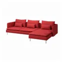 IKEA SÖDERHAMN СЕДЕРХАМН, 4-місний диван із кушеткою, Тонеруд червоний 995.146.42 фото thumb №1