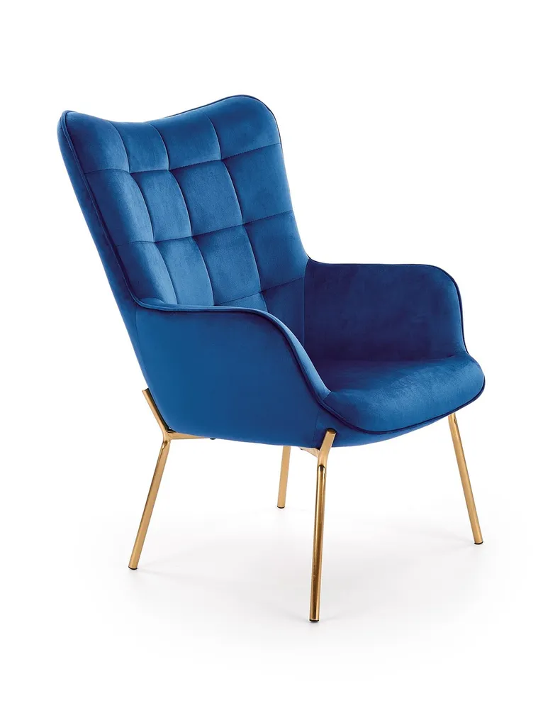 Крісло для дому HALMAR CASTEL 2 золотий/темно-синій фото №1