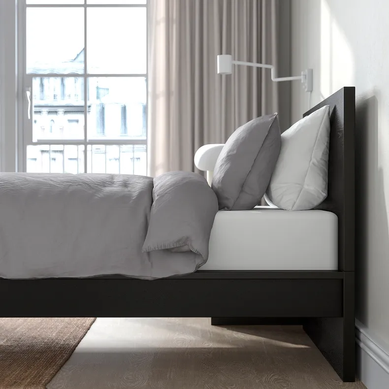 IKEA MALM МАЛЬМ, каркас ліжка з матрацом, чорно-коричневий / ВЕСТЕРЕЙ жорсткий, 90x200 см 295.368.26 фото №4