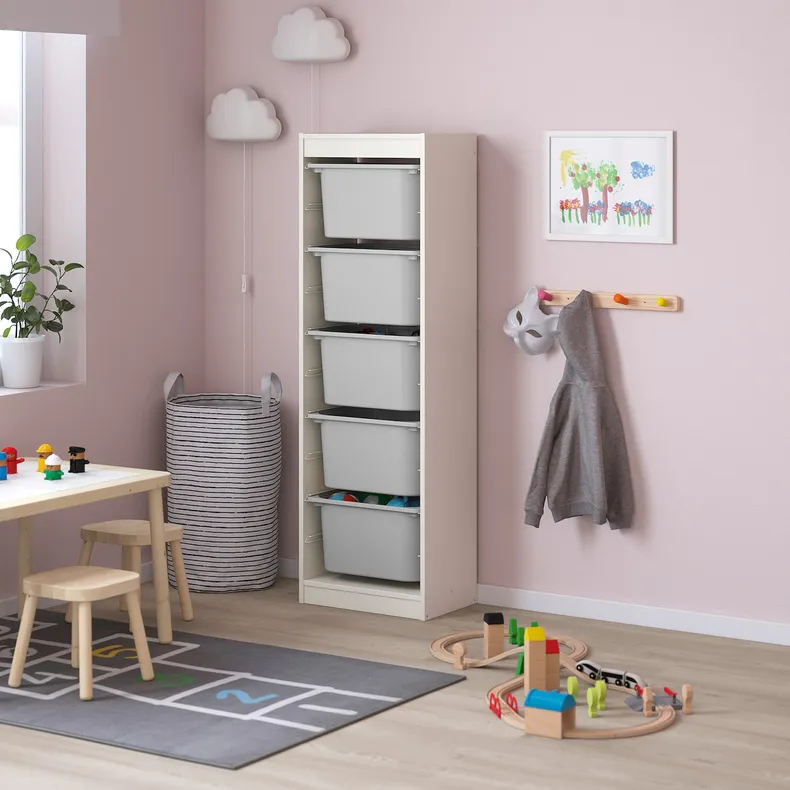 IKEA TROFAST ТРУФАСТ, комбинация д / хранения+контейнеры, белый / серый, 46x30x145 см 995.333.20 фото №2