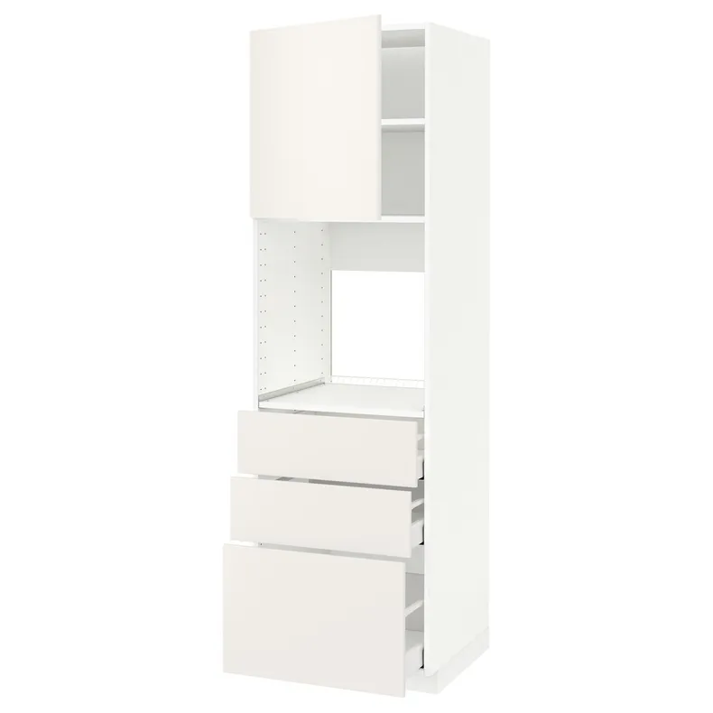 IKEA METOD МЕТОД / MAXIMERA МАКСИМЕРА, высокий шкаф д / духовки / дверь / 3ящика, белый / белый, 60x60x200 см 294.618.83 фото №1