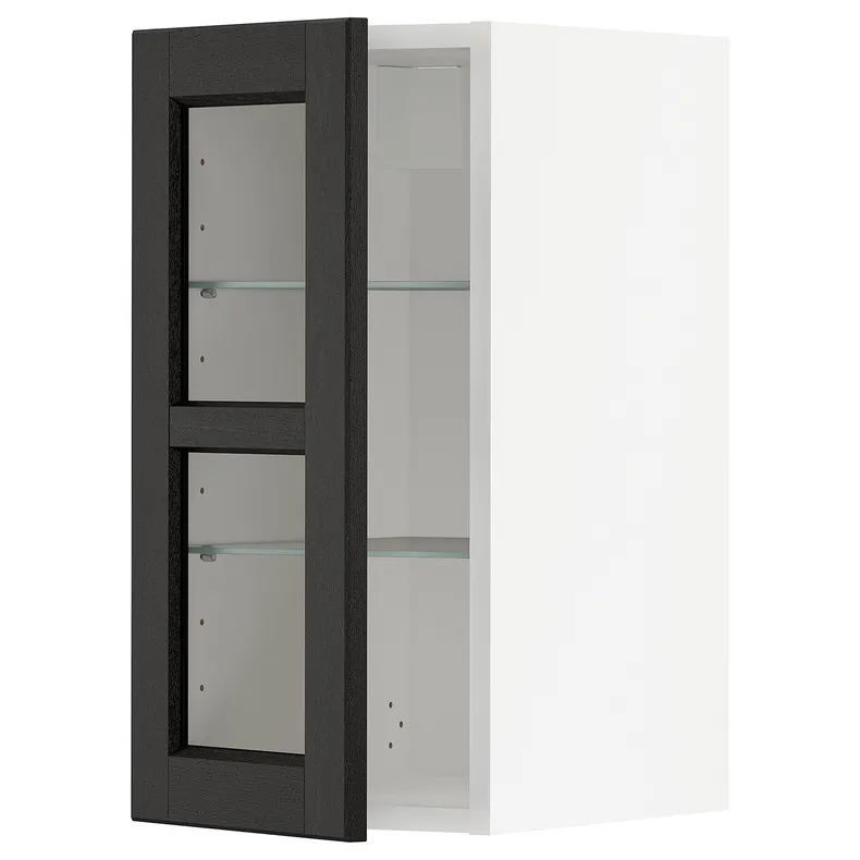 IKEA METOD МЕТОД, навісна шафа,полиці / скляні дверцята, білий / ЛЕРХЮТТАН чорна морилка, 30x60 см 494.591.72 фото №1