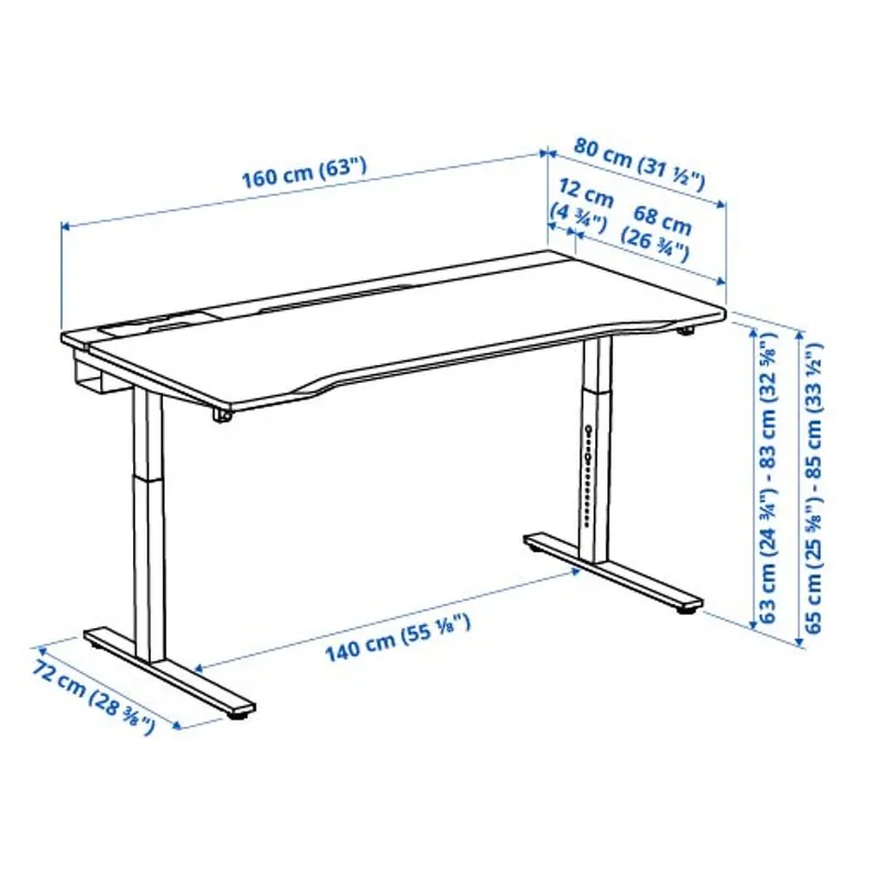 IKEA UTMANING УТМАНИНГ, геймерский стол, черный, 160x80 см 895.717.32 фото №9