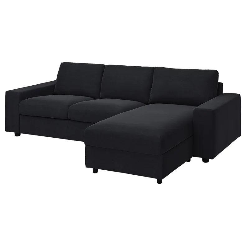 IKEA VIMLE ВІМЛЕ, чохол для 3-місного дивана з кушет, з широкими підлокітниками / САКСЕМАРА чорно-синій 694.012.55 фото №2