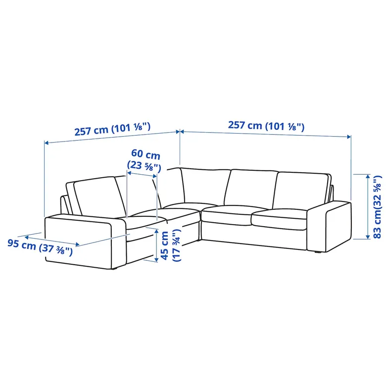 IKEA KIVIK КІВІК, кутовий диван, 4-місний, Гарматний світло-рожевий 394.847.37 фото №5