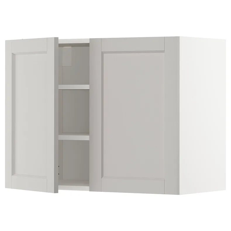 IKEA METOD МЕТОД, навісна шафа з полицями / 2 дверцят, білий / світло-сірий Lerhyttan, 80x60 см 694.687.88 фото №1