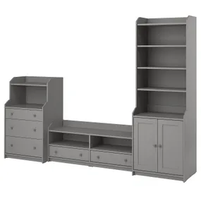 IKEA HAUGA ХАУГА, комбинация для хранения / под ТВ, серый, 277x46x199 см 393.884.39 фото