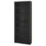 IKEA BILLY БІЛЛІ / OXBERG ОКСБЕРГ, книжкова шафа зі склян дверц, чорний під дуб, 80x30x202 см 594.833.17 фото
