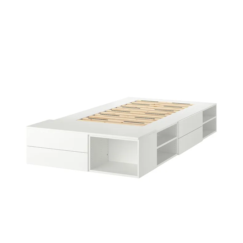 IKEA PLATSA ПЛАТСА, каркас кровати с 4 ящиками, белый / фонны, 142x244x43 см 093.029.13 фото №3
