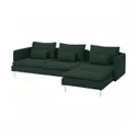 IKEA SÖDERHAMN СЕДЕРХАМН, 4-місний диван із кушеткою, Талміра темно-зелена 694.306.39 фото thumb №1