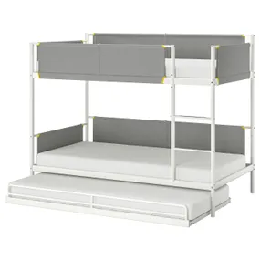 IKEA VITVAL ВИТВАЛ, 2-ярусная кровать+выдвижная кровать, белый / светло-серый, 90x200 см 193.029.22 фото