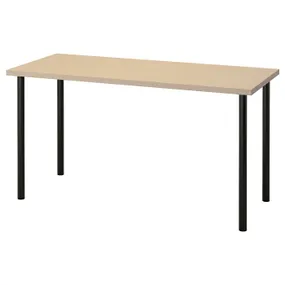 IKEA MÅLSKYTT МОЛСКЮТТ / ADILS АДИЛЬС, письменный стол, берёза / черный, 140x60 см 694.177.51 фото