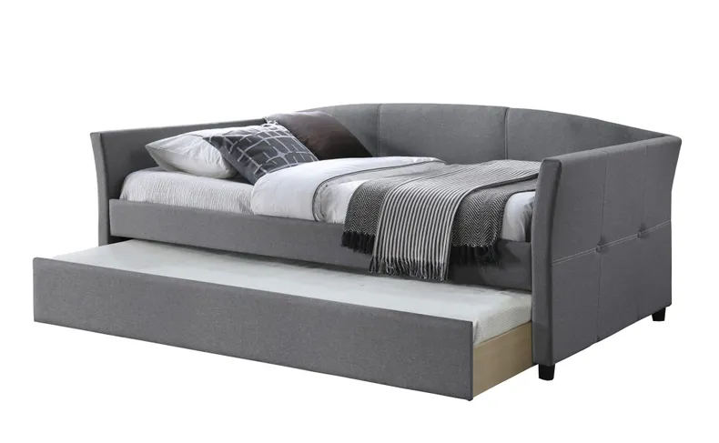Двуспальная кровать HALMAR SANNA 90x200 см с выдвижным нижним матрасом серая фото №1
