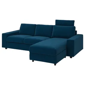IKEA VIMLE ВИМЛЕ, 3-местный диван с козеткой, с широкими подлокотниками с подголовником/Djuparp темно-зелено-голубой 494.326.82 фото