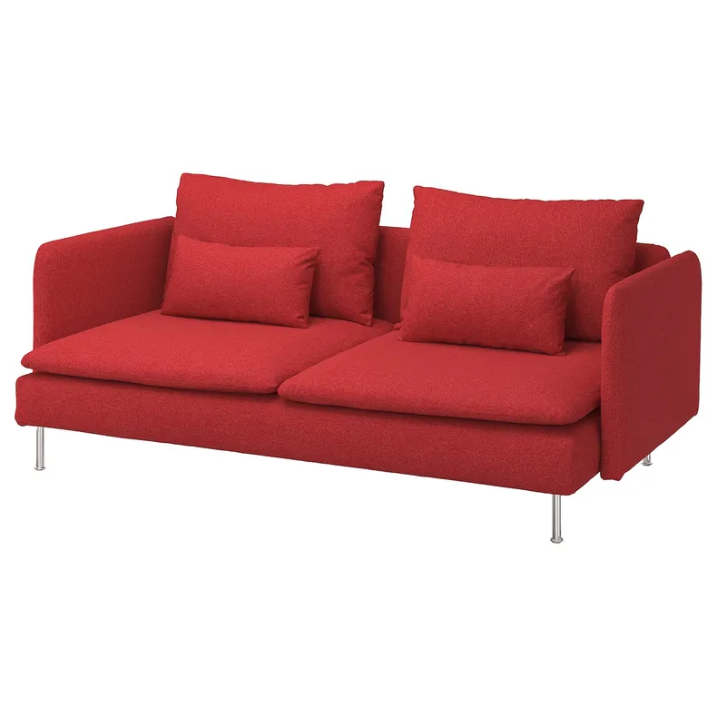 IKEA SÖDERHAMN СЕДЕРХАМН, 3-місний диван, Тонеруд червоний 095.144.58 фото №1