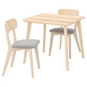 IKEA LISABO ЛІСАБО / LISABO ЛІСАБО, стіл+2 стільці, попіл / талміра білий / чорний, 88x78 см 795.548.32 фото