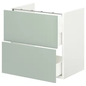 IKEA ENHET ЕНХЕТ, підлогова шафа під раковин з 2 шухл, білий/блідо-сіро-зелений, 60x42x60 см 094.968.69 фото