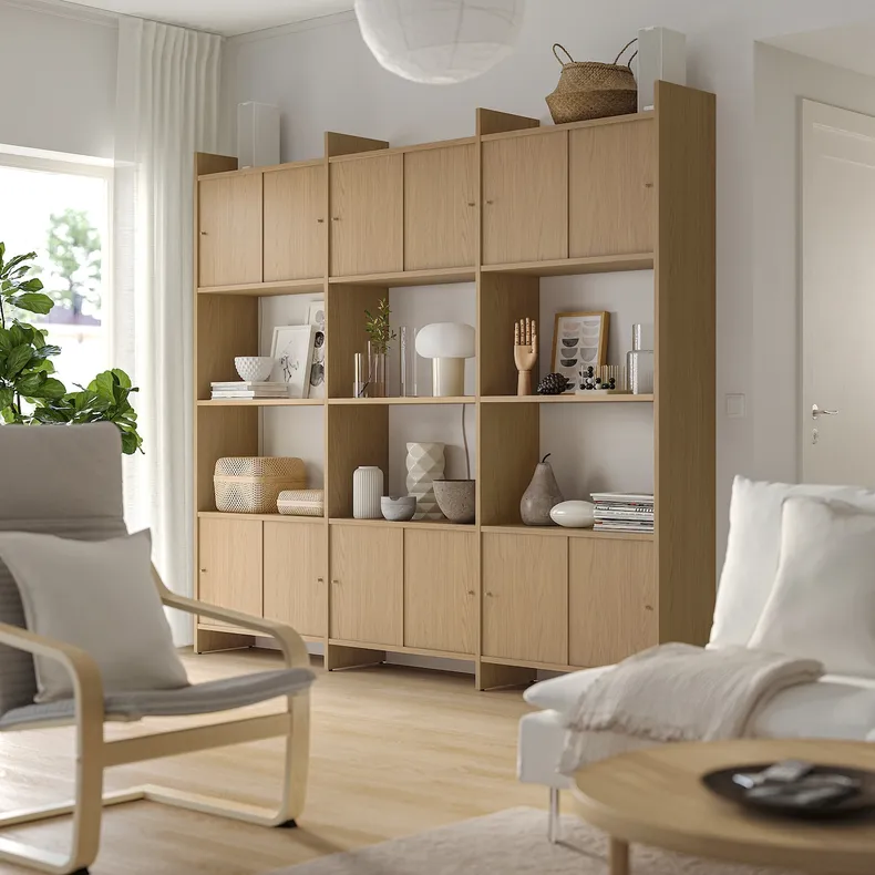 IKEA LÅDMAKARE, комбинация с раздвижными дверями, с 3 полками/имит. дуб, 238x35x212 см 895.646.75 фото №4