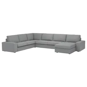 IKEA KIVIK КІВІК, кутовий 6-місний диван з кушеткою, Tibbleby бежевий / сірий 794.404.83 фото