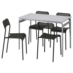 IKEA GRÅSALA ГРОСАЛА / ADDE АДДЕ, стіл+4 стільці, сірий сірий / чорний, 110 см 394.972.59 фото