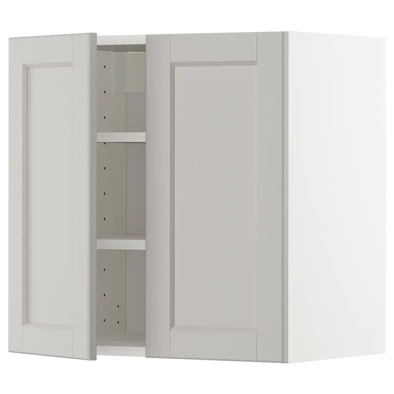 IKEA METOD МЕТОД, навісна шафа з полицями / 2 дверцят, білий / світло-сірий Lerhyttan, 60x60 см 594.654.84 фото №1