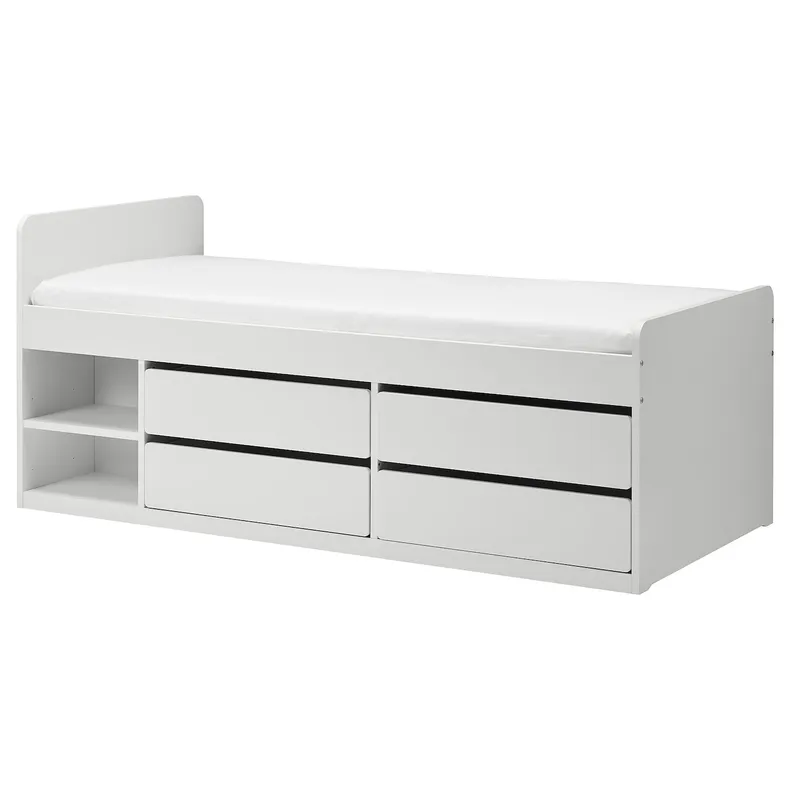 IKEA SLÄKT СЛЭКТ, кркс крвт / отд д / хран+реечн дн, белый, 90x200 см 292.919.56 фото №1