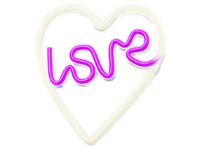 BRW Неоновый настенный светильник Love Heart LED розовый и белый 093797 фото