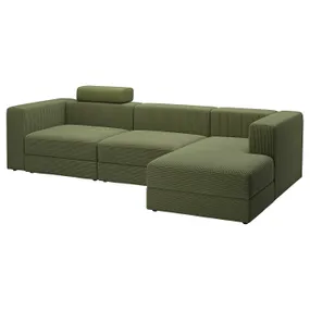 IKEA JÄTTEBO ЄТТЕБУ, 4-місний модульний диван з кушеткою, правий з узголів'ям/САМСАЛА темний жовто-зелений 595.109.00 фото