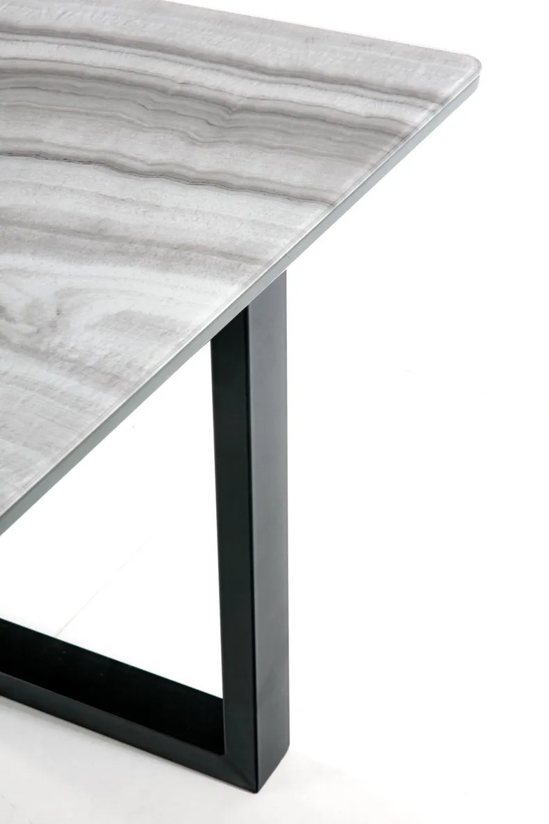 Обідній стіл розкладний HALMAR MARLEY 160-200x90 см, стільниця - білий мармур / попелясто-сірий, ніжки - чорні фото №9