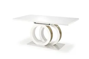 Розкладний обідній стіл HALMAR GALARDO 160-200x90 см, білий/золотий фото