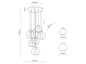 BRW 7-позиционный стеклянный подвесной светильник Cubus графит 095391 фото thumb №8