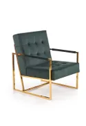 Мягкое кресло HALMAR PRIUS, бархатная обивка - темно-зеленый, каркас - золотой фото thumb №4