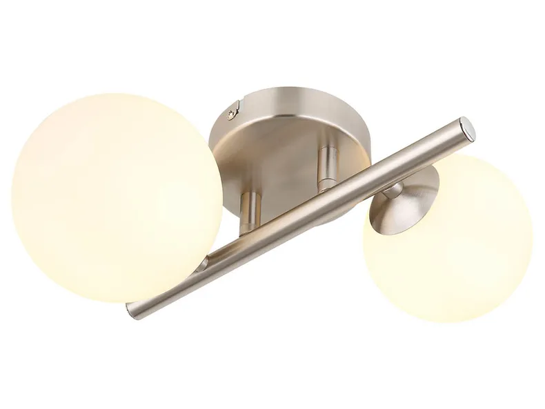 BRW Стельовий двоточковий світильник Riha LED з металу та скла білий і сріблястий 091421 фото №1