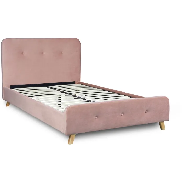 Кровать бархатная MEBEL ELITE MIKEL Velvet, 120x200см, розовая фото №1