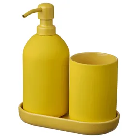 IKEA GANSJÖN ГАНШЁН, набор для ванной,3 предмета, Ярко-желтый 305.870.37 фото