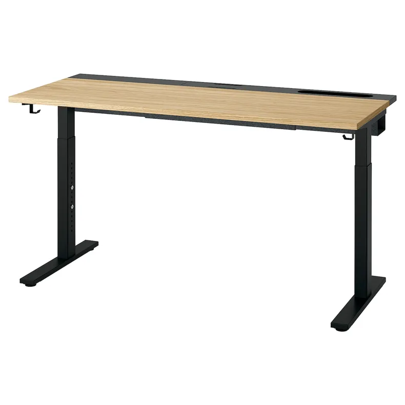 IKEA MITTZON МІТТЗОН, письмовий стіл, okl дуб/чорний, 140x60 см 795.280.51 фото №1